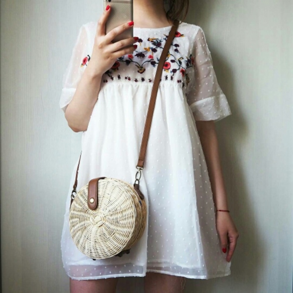 🆕 TULUM Circle Woven Rattan Crossbody - Picture 8 of 8
